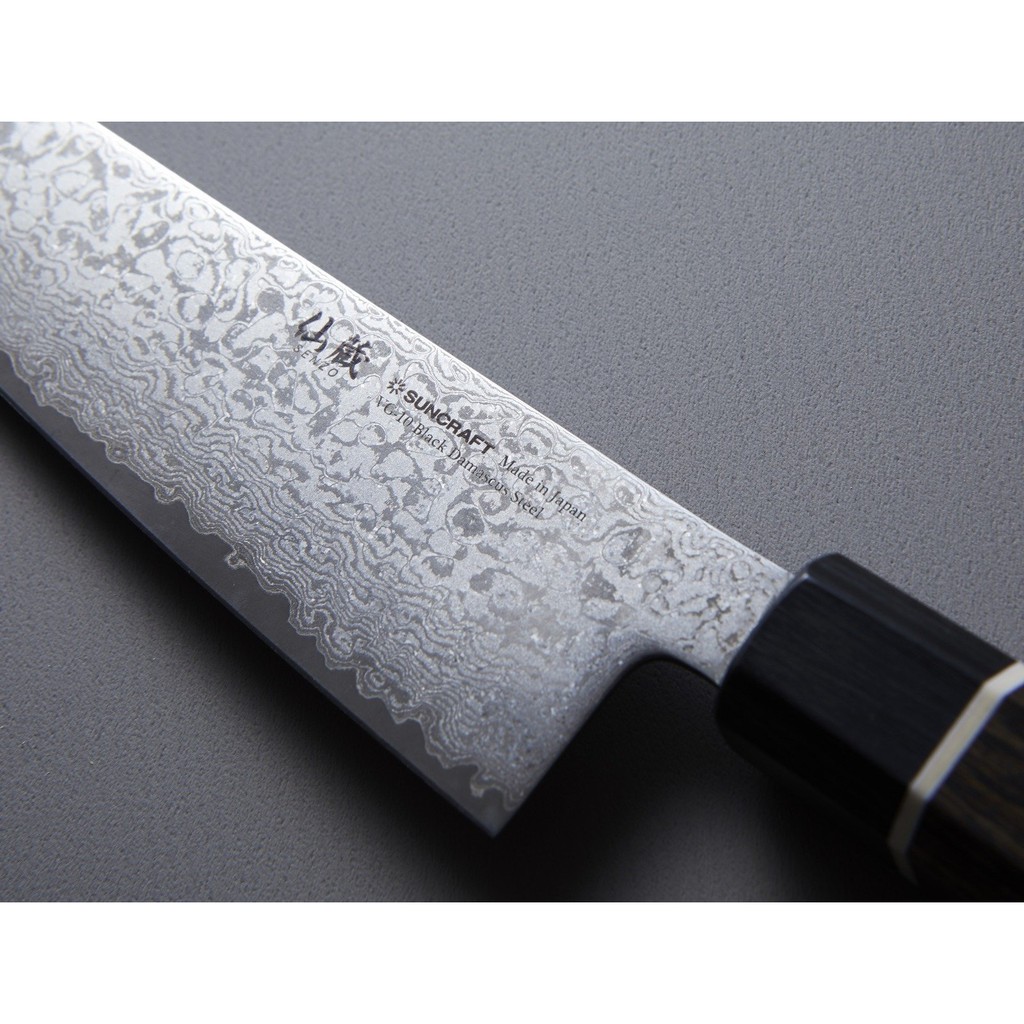 SUNCRAFT 仙藏 SENZO Black 200mm 牛刀 VG10黑色大馬士革|BD-05